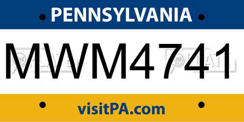MWM4741 Pennsylvania License Plate