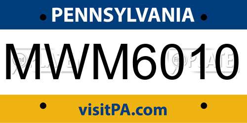 MWM6010 Pennsylvania License Plate