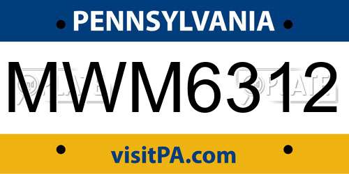 MWM6312 Pennsylvania License Plate
