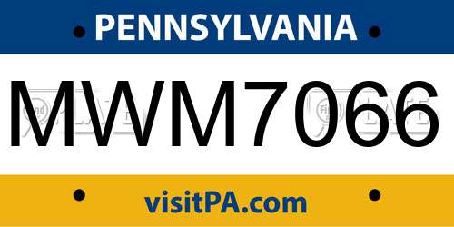 MWM7066 Pennsylvania License Plate