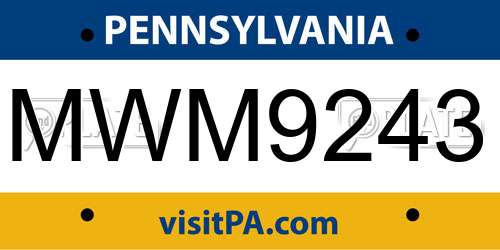 MWM9243 Pennsylvania License Plate