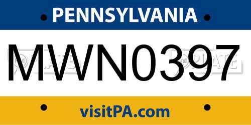 MWN0397 Pennsylvania License Plate