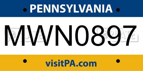 MWN0897 Pennsylvania License Plate