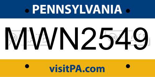 MWN2549 Pennsylvania License Plate