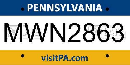 MWN2863 Pennsylvania License Plate