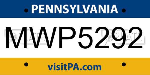 MWP5292 Pennsylvania License Plate