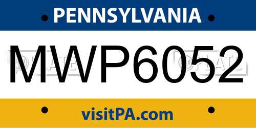 MWP6052 Pennsylvania License Plate