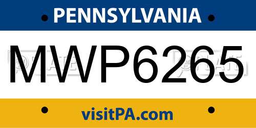 MWP6265 Pennsylvania License Plate