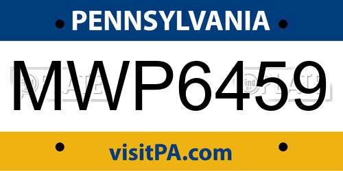 MWP6459 Pennsylvania License Plate