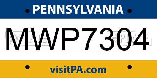 MWP7304 Pennsylvania License Plate