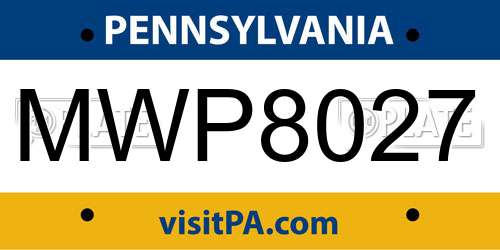 MWP8027 Pennsylvania License Plate
