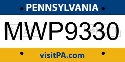 MWP9330 Pennsylvania License Plate
