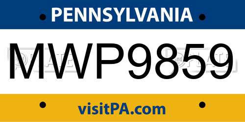 MWP9859 Pennsylvania License Plate