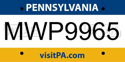 MWP9965 Pennsylvania License Plate