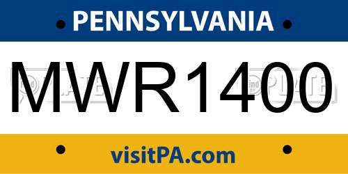 MWR1400 Pennsylvania License Plate
