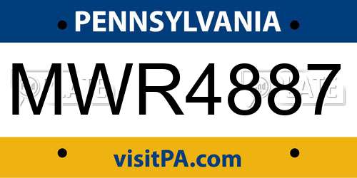 MWR4887 Pennsylvania License Plate
