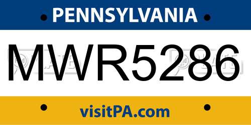 MWR5286 Pennsylvania License Plate