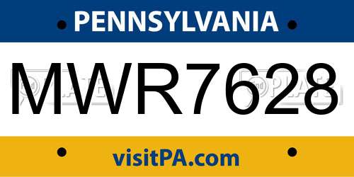 MWR7628 Pennsylvania License Plate