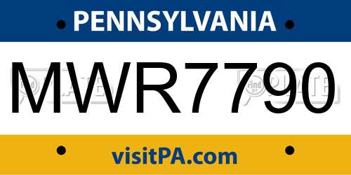 MWR7790 Pennsylvania License Plate