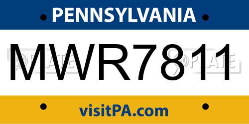 MWR7811 Pennsylvania License Plate