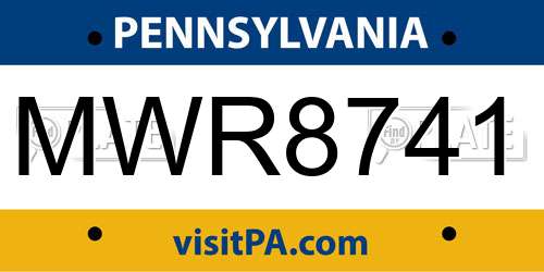 MWR8741 Pennsylvania License Plate