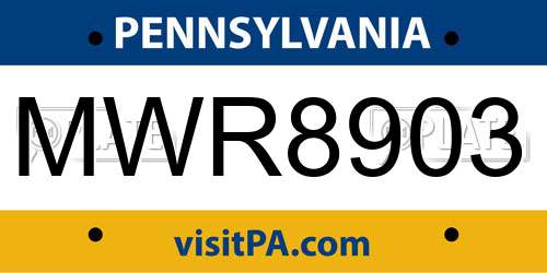 MWR8903 Pennsylvania License Plate