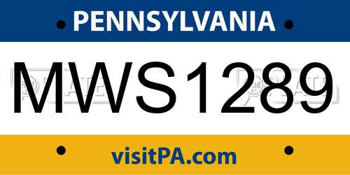 MWS1289 Pennsylvania License Plate