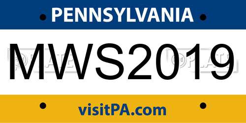 MWS2019 Pennsylvania License Plate