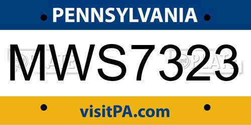 MWS7323 Pennsylvania License Plate