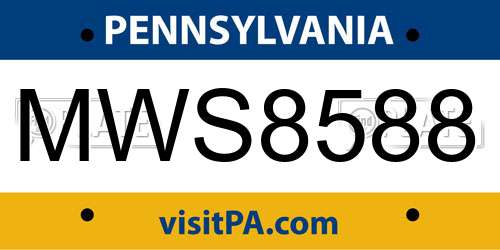 MWS8588 Pennsylvania License Plate