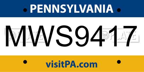 MWS9417 Pennsylvania License Plate