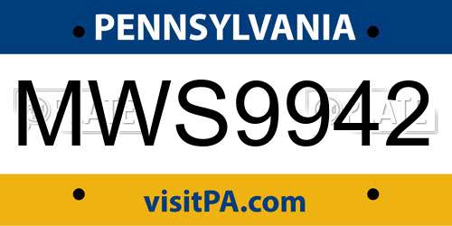MWS9942 Pennsylvania License Plate
