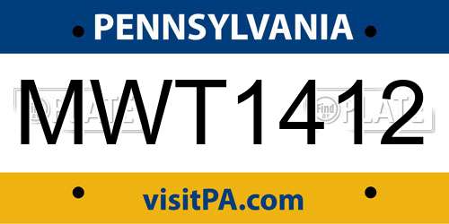 MWT1412 Pennsylvania License Plate