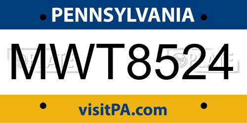 MWT8524 Pennsylvania License Plate