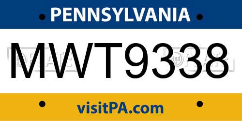 MWT9338 Pennsylvania License Plate