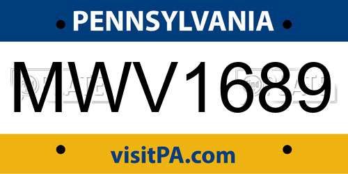 MWV1689 Pennsylvania License Plate