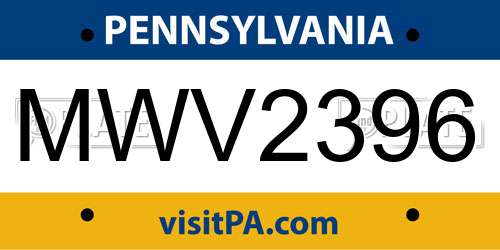 MWV2396 Pennsylvania License Plate