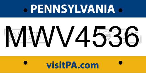 MWV4536 Pennsylvania License Plate