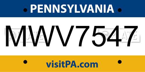 MWV7547 Pennsylvania License Plate