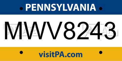 MWV8243 Pennsylvania License Plate