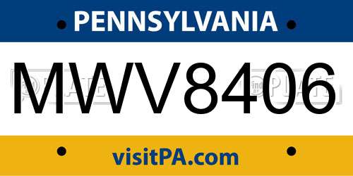 MWV8406 Pennsylvania License Plate