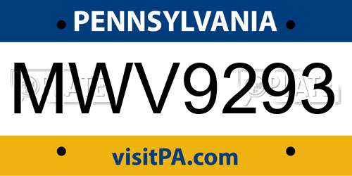 MWV9293 Pennsylvania License Plate