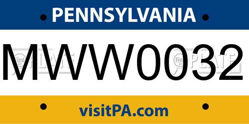 MWW0032 Pennsylvania License Plate