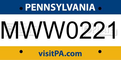 MWW0221 Pennsylvania License Plate
