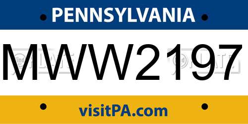 MWW2197 Pennsylvania License Plate