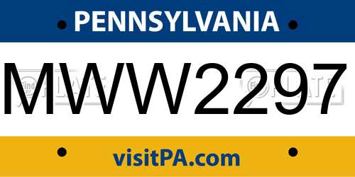 MWW2297 Pennsylvania License Plate
