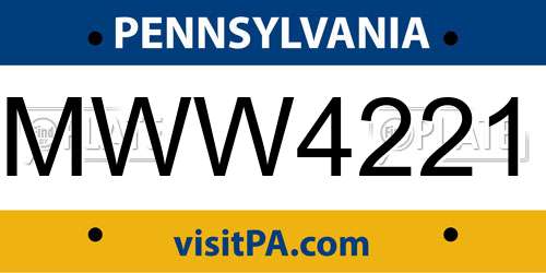 MWW4221 Pennsylvania License Plate