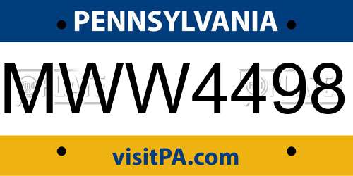 MWW4498 Pennsylvania License Plate