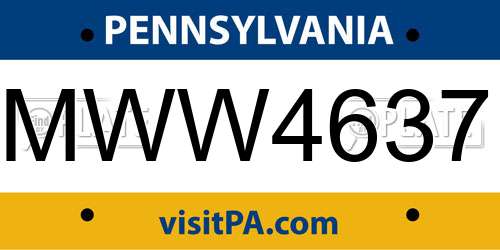 MWW4637 Pennsylvania License Plate