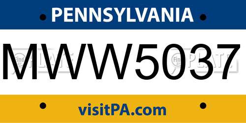 MWW5037 Pennsylvania License Plate
